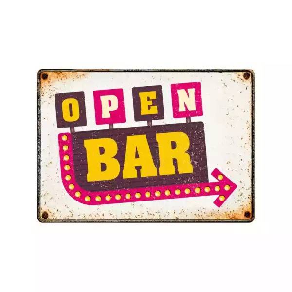 Metallschild "Open Bar (h)"